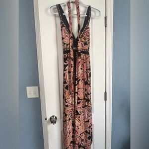 INC International Concepts Black and Pink Paisley Maxi Dress